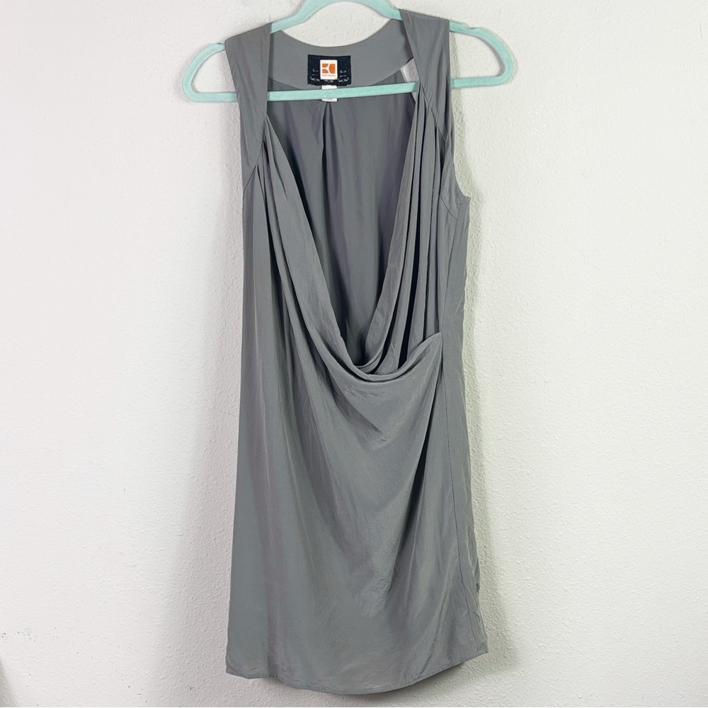 Boss Orange by Hugo Boss Silk Grey Drape Mini Dress size 8